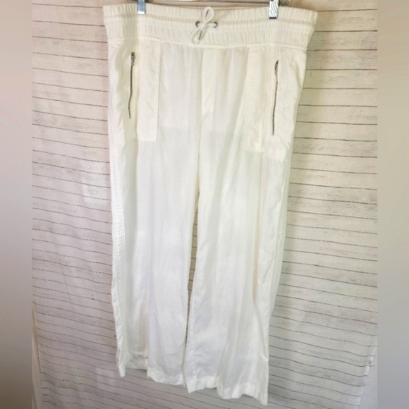 ATHLETA CABO LINEN WIDE LEG WHITE PANTS, SZ 14 - Picture 2 of 11